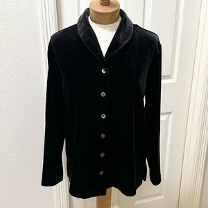 Vintage Stephanie Andrews Black Velvet Button-Down Shirt/Jacket/Cardi/Blazer - M